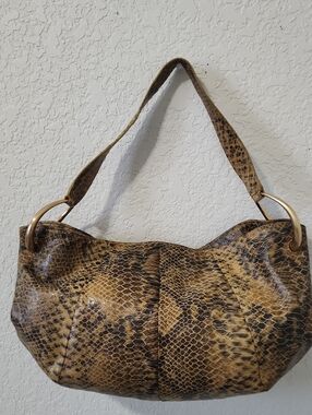Antonio Melani Snake-Effect Hobo Shoulder Bag in Brown